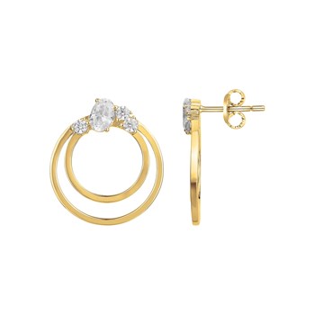 Vergulde oorbellen met wit zirkoniumoxide