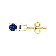 Boucles d'oreilles clous en Plaqué Or avec oxyde de zirconium bleu saphir