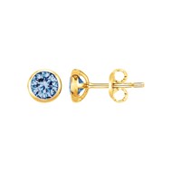 Boucles d'oreilles clous en Plaqué Or avec oxyde de zirconium bleu topaze