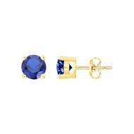 Boucles d'oreilles clous en Plaqué Or avec oxyde de zirconium bleu saphir