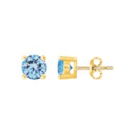 Boucles d'oreilles clous en Plaqué Or avec oxyde de zirconium bleu topaze