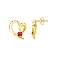 Boucles d'oreilles clous en Plaqué Or avec oxyde de zirconium rouge rubis