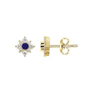 Boucles d'oreilles clous en Plaqué Or avec oxyde de zirconium bleu saphir