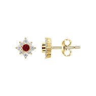 Boucles d'oreilles clous en Plaqué Or avec oxyde de zirconium rouge rubis