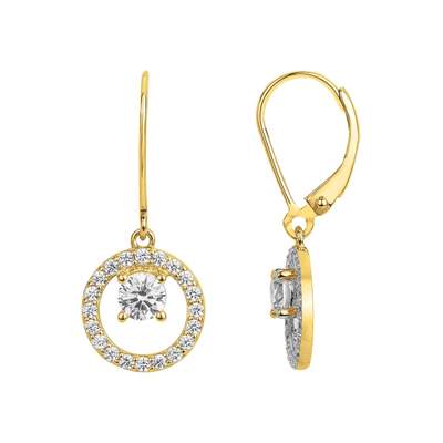 Boucles D'Oreilles Dormeuses En Plaqué Or Avec Zirconium - Neuf Avec Étiquettes - Style Élégant
