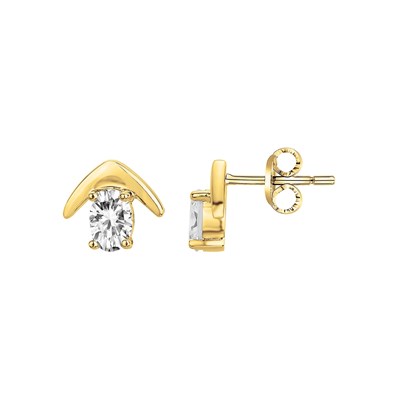 Boucles d'Oreilles Clou Plaqué Or Perles 12mm