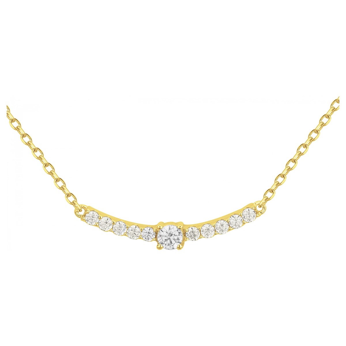 Collier mono-motif en Plaqué Or avec oxyde de zirconium blanc