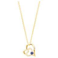 Collier mono-motif en Plaqué Or avec oxyde de zirconium bleu saphir