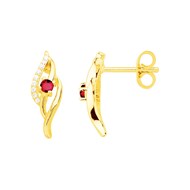 Boucles d'oreilles clous en Plaqué Or avec oxyde de zirconium rouge rubis
