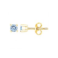 Boucles d'oreilles clous en Plaqué Or avec oxyde de zirconium bleu topaze