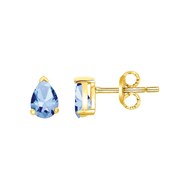 Boucles d'oreilles clous en Plaqué Or avec oxyde de zirconium bleu topaze