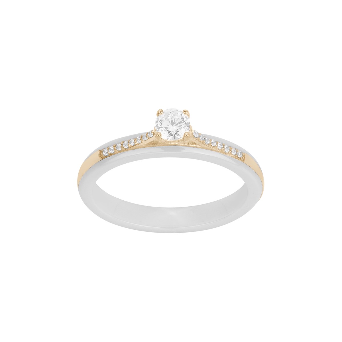 Bague de fiançailles Isabel en Plaqué Or avec oxyde de zirconium blanc