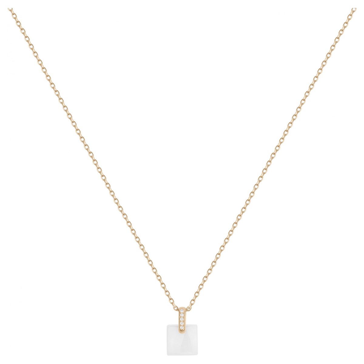 Collier mono-motif Gisèle en Plaqué Or avec oxyde de zirconium blanc