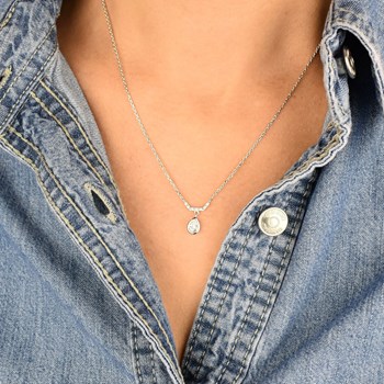Collier goutte d'oxyde de zirconium Argent 925 Rhodié