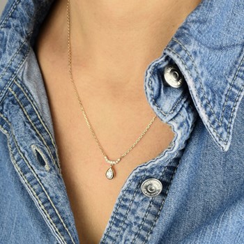 Zirkoniumoxide druppelcollier Verguld 750 3 micron