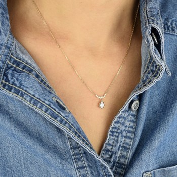 Zirkoniumoxide druppelcollier Verguld 750 3 micron