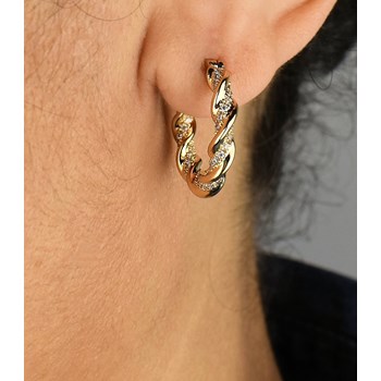 Creool oorbellen gedraaid met zirkoonoxides 750 verguld 3 micron