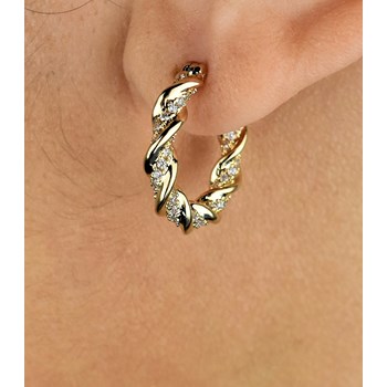 Creool oorbellen gedraaid met zirkoonoxides 750 verguld 3 micron