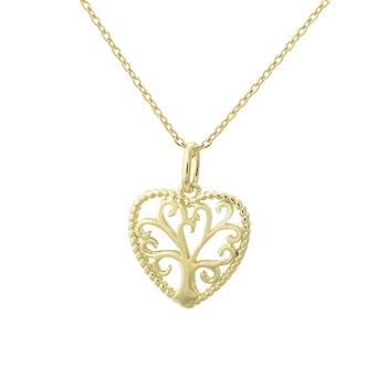 Collier arbre de vie dans un coeur Plaqué OR 750 3 microns