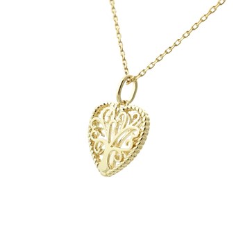 Collier arbre de vie dans un coeur Plaqué OR 750 3 microns