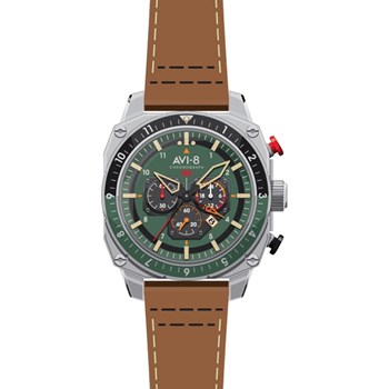 Montre homme AVI-8 quartz chronographe - Bracelet cuir véritable de vachette - Date - Hawker Hunter