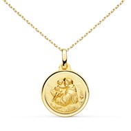 Collier - Médaille Or 18 Carats 750/1000 Saint Antoine de Padoue - Chaîne Dorée - Gravure Offerte