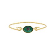 Jonc oeil quartz emeraude doré à l'or fin 24k DEVA