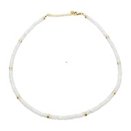 Collier Chakra Perles Heishi Quartz Blanc-38 cm