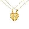 Collier - Pendentif Or Jaune Motif Coeur à Partager - 2 Chaines Dorées Offertes - vue V1