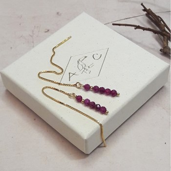 Boucles D'Oreilles Ilhéus Rubi Argent 925 Doré