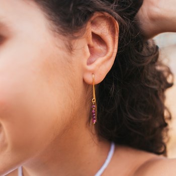 Boucles D'Oreilles Ilhéus Rubi Argent 925 Doré