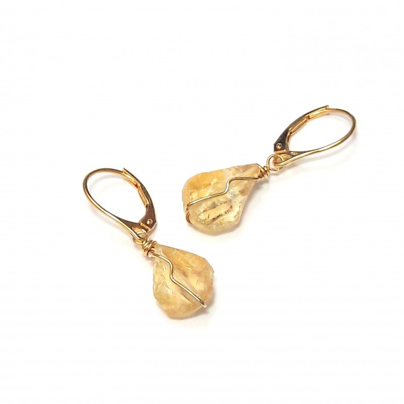 Boucles D'Oreilles Itá Citrine Argent 925 Doré