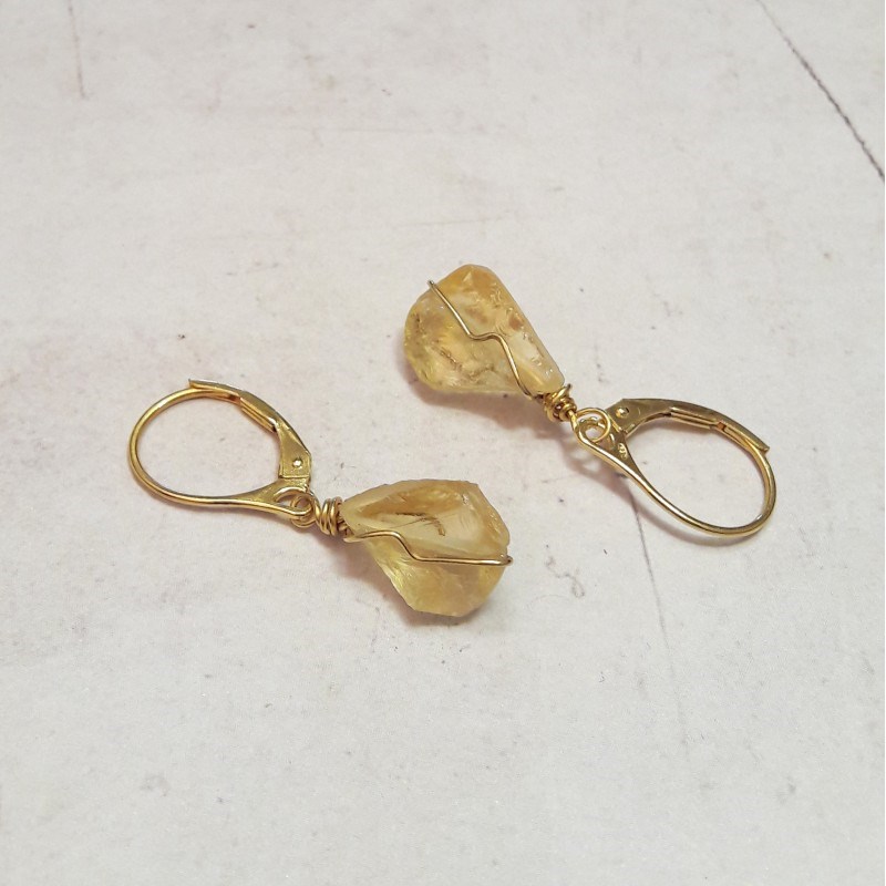 Boucles D'Oreilles Itá Citrine Argent 925 Doré - vue 2