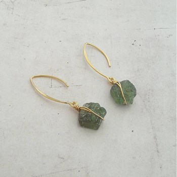 Boucles D'Oreilles Itá Grenat Vert Argent 925 Doré
