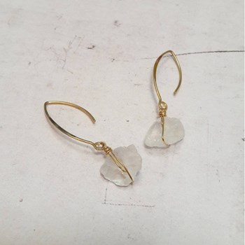 Boucles D'Oreilles Itá Cristal de Roche Argent 925 Doré