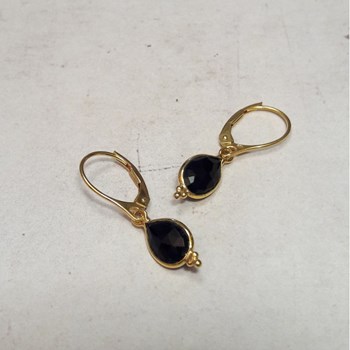 Boucles D'Oreilles Gaïa Onyx Argent 925 Doré