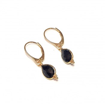 Boucles D'Oreilles Gaïa Onyx Argent 925 Doré