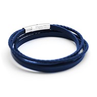 Bracelet cuir le mix bleu homme - gravure PAPY COEUR