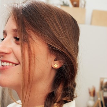 Puces étoiles plaqué or - gravure COEUR