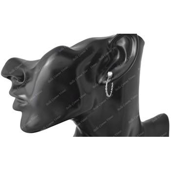Boucles d'oreilles créole torsadée oxyde de zirconium Argent 925 Rhodié