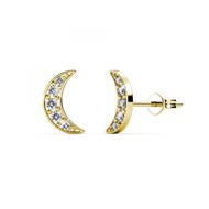 Boucles d'oreilles Crescent Moon - Doré et Cristal