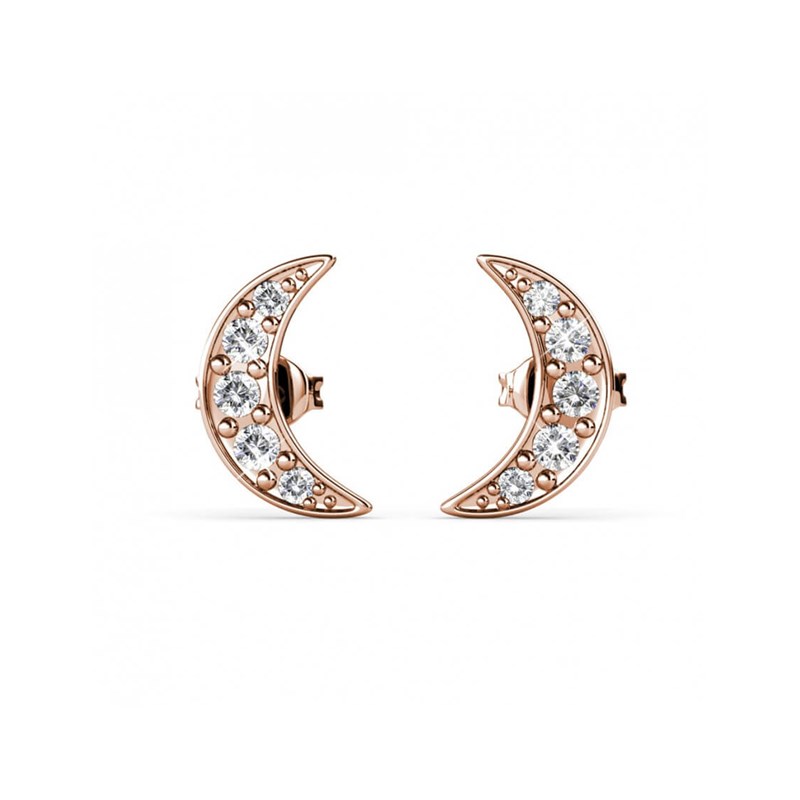 Boucles d'oreilles Crescent Moon - Or Rosé et Cristal - vue 2