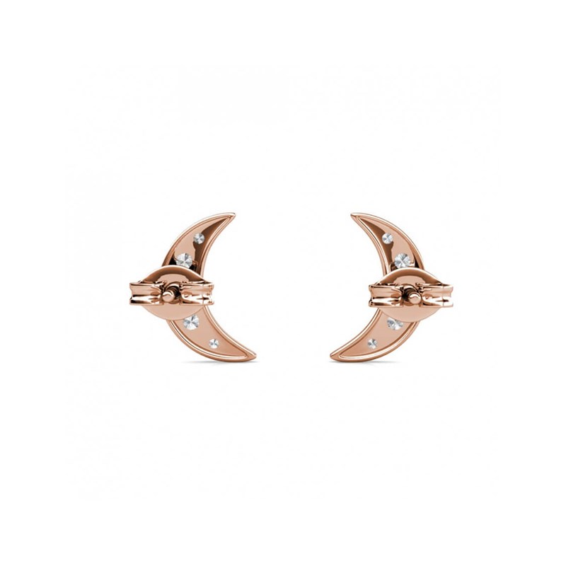 Boucles d'oreilles Crescent Moon - Or Rosé et Cristal - vue 4