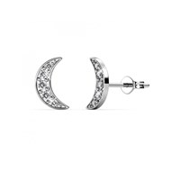 Boucles d'oreilles Crescent Moon - Argenté et Cristal