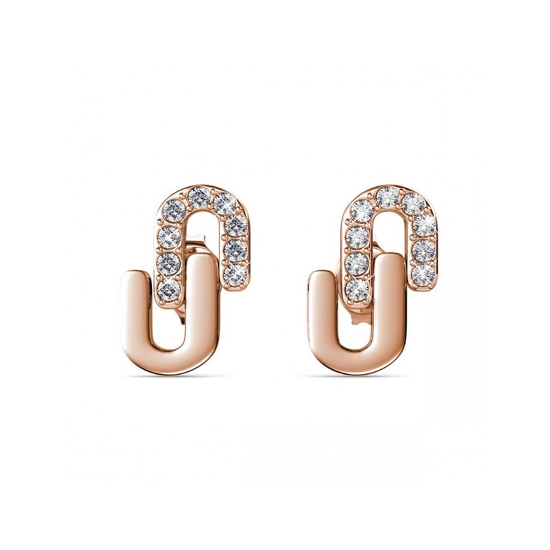 Boucles d'oreilles Union - Or Rosé et Cristal - vue 2