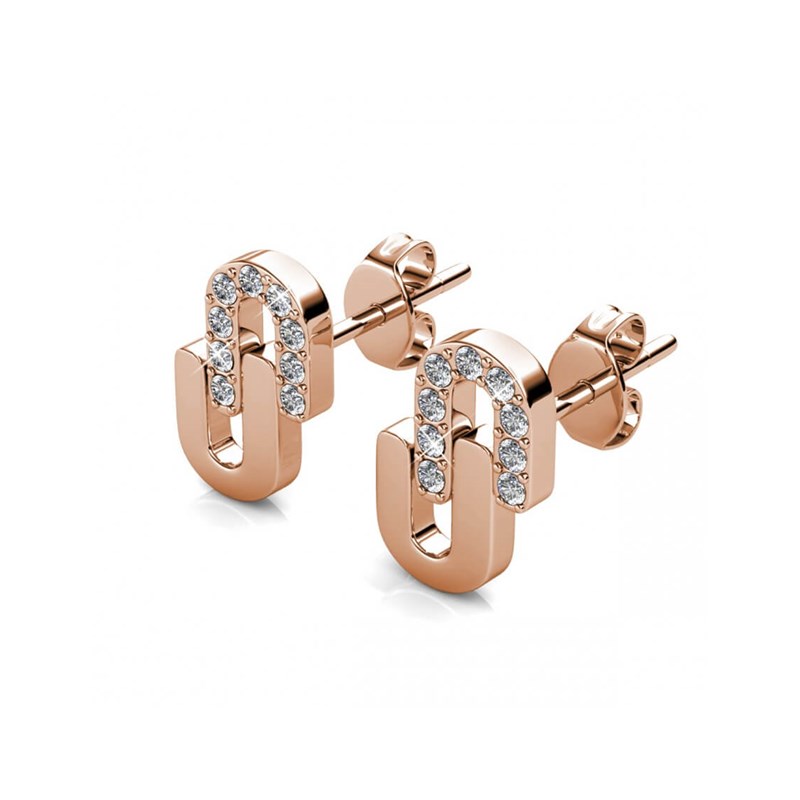 Boucles d'oreilles Union - Or Rosé et Cristal - vue 3