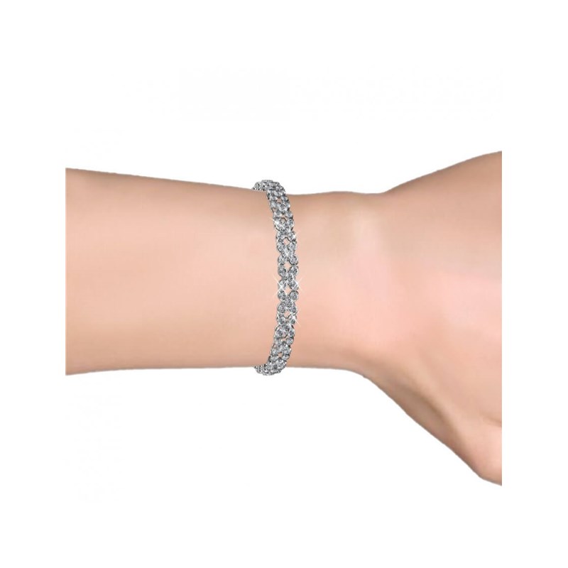 Bracelet Flowery - Argenté et Cristal - vue 4