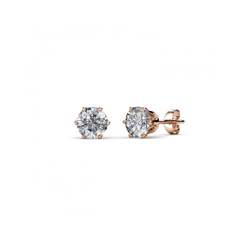 Boucles d'oreilles Solitaire Taille S - Or Rosé et Cristal