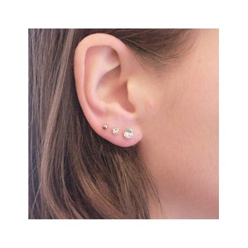 Boucles d'oreilles Solitaire Taille L - Argenté et Cristal