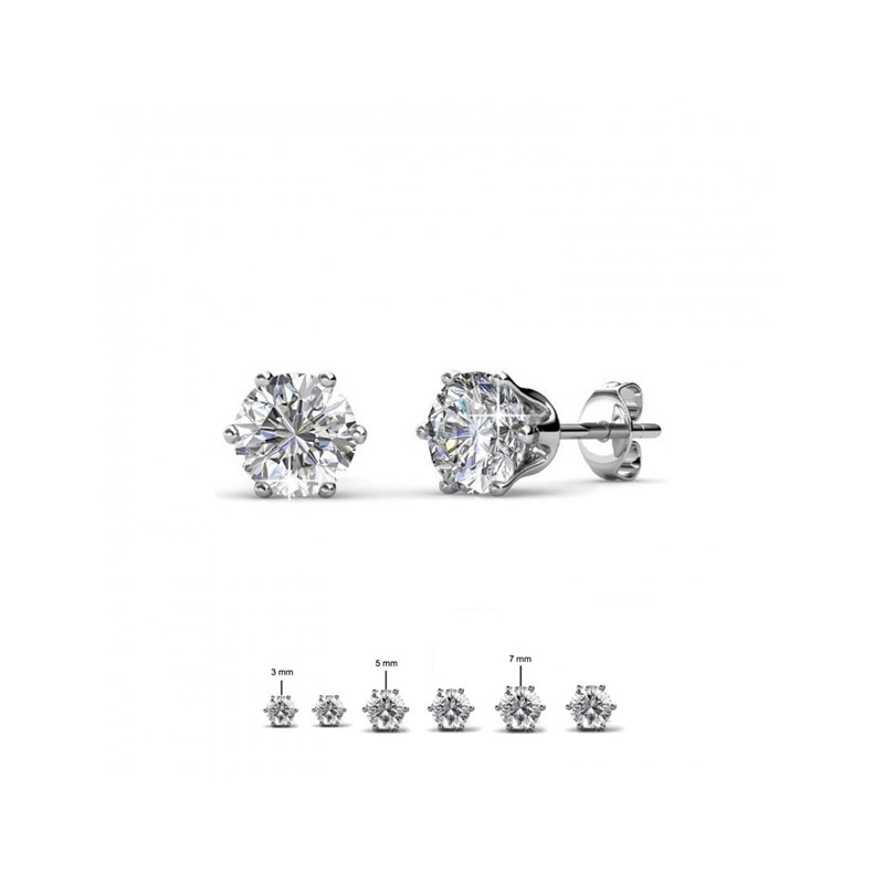 Boucles d'oreilles Solitaire Taille L - Argenté et Cristal - vue 3